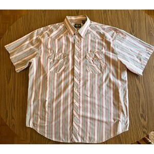 Falcon Bay Western Pearl Snap Shirt Men 3XLT Red White Striped Short Sleeve ECU